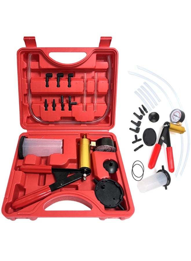 Daytoyz 2 in 1 Brake Bleeder Kit Hand held Vacuum Pump Test Set for Automotive with Protected Case,Adapters,One-Man Brake and Clutch Bleeding System(Red) - Image 1